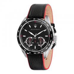 Reloj Maserati Traguardo Cuarzo Negro Chrono Acero Correa 45 mm.