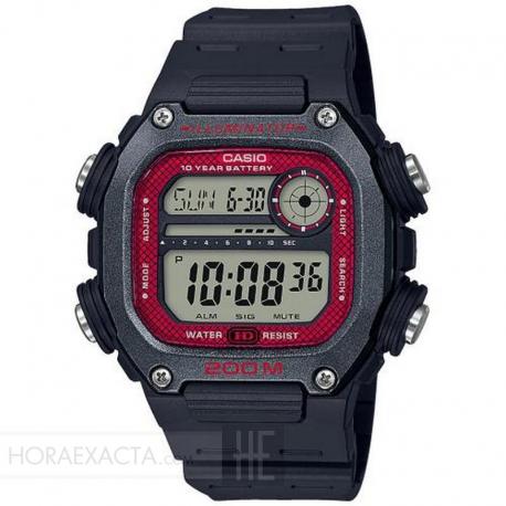 Reloj Casio Collection Digital Negro Rojo Resina Negra DW-291H-1BVEF
