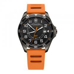 Reloj Victorinox Fieldforce Cuarzo GMT PVD Negro Caucho Naranja 42 mm. V241897