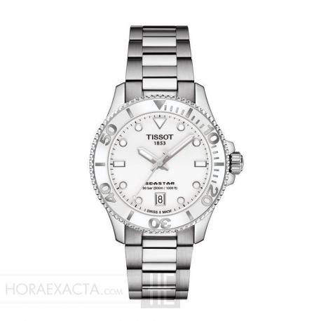 Reloj Tissot Seastar 36 blanco cuarzo.