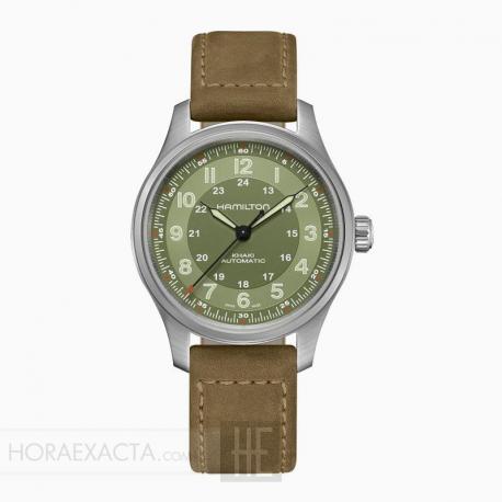Reloj Hamilton Khaki Field Titanium Automático verde.