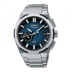 Reloj Seiko Astron 3X62 Bisel Bicolor Azul & Plata SSJ023J1