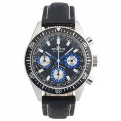 Reloj Fortis Marinemaster Vintage Crono Auto Negro Azul Piel Limited Edition 100 Aniversario